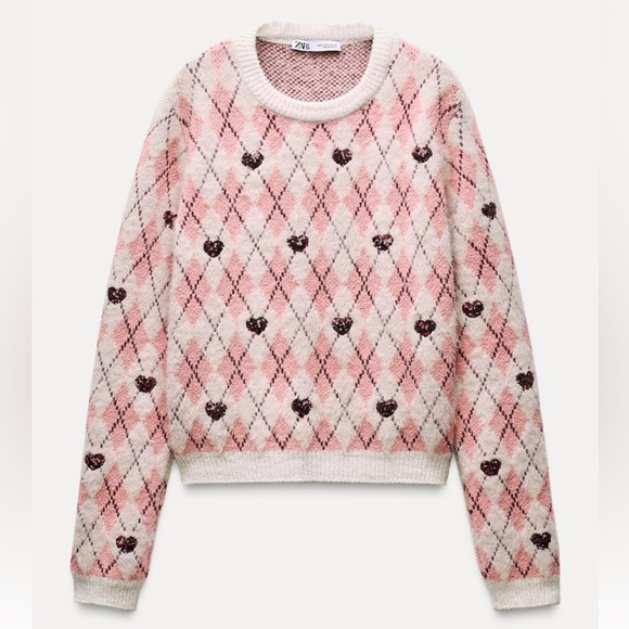 ZARA LIMITED EDITION HEART JACQUARD KNIT SWEATER